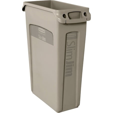 23 Gal Rectangular Slim Jim 23-Gallon Vented Waste Containers, Beige